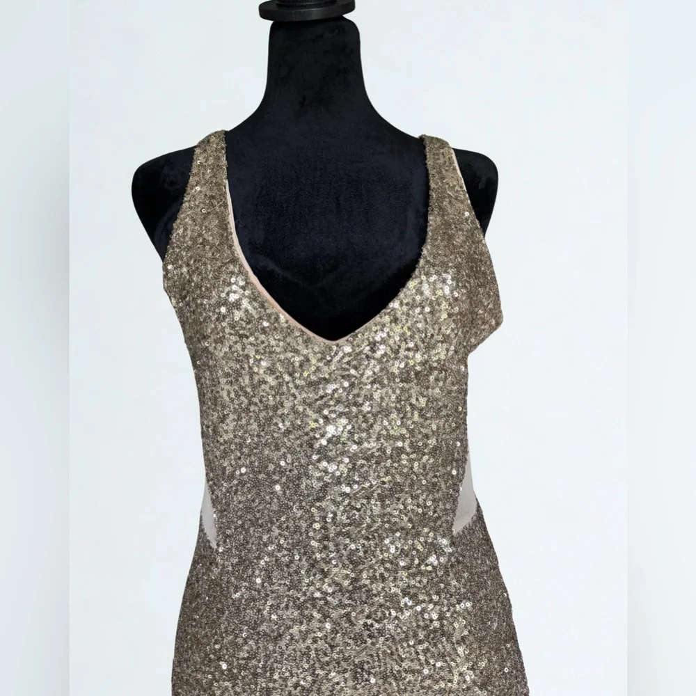Bebe Gold Sequin Backless Dress - Picture 2 of 5